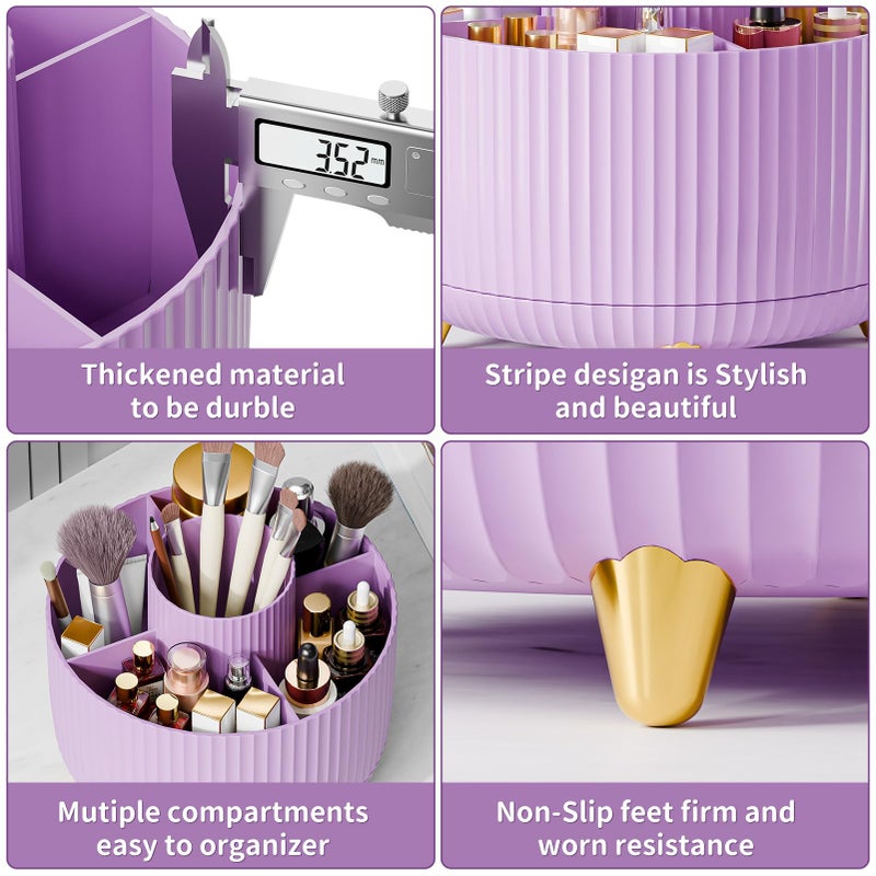 fanado 360 Rotate Makeup Brush Holder Organizer, Makeup Organizers Countertop, Makeup organization and Skincare Storage for Vanity, Desktop, Bathroom (Purple) - Image 5